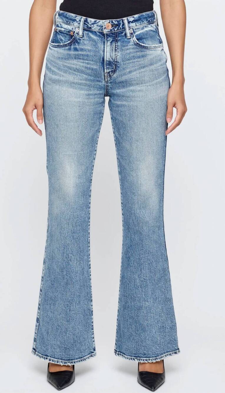 NEW MOUSSY 70's high-rise flare jeans in light blue